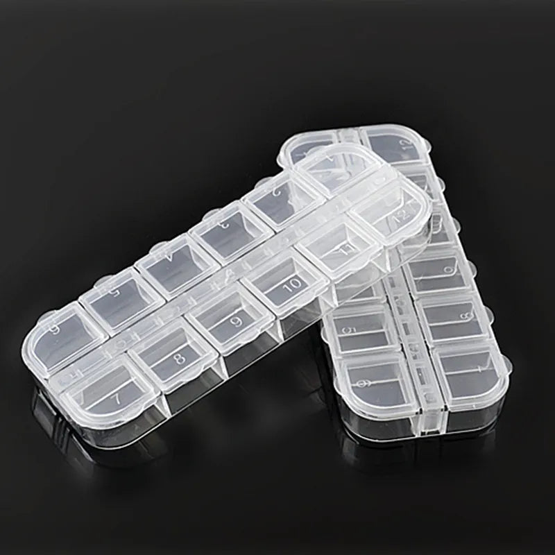 12 Grid Transparent Plastic Storage Case for Professional Nail Beauty Use Nail Art Rhinestones Dried Flowers Earring Jewelry