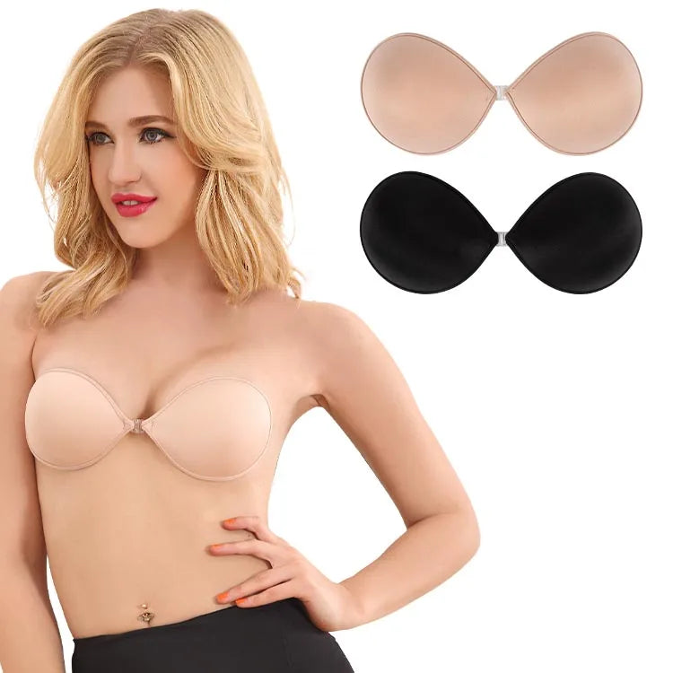 Seamless & Breathable Waterproof Push-up Bra for Women Thick Cup Backless with Adhesive Silicone Padding Sexy Style