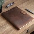 Personalized Custom Writing Pad Cover Pen Holder Card Slots Business Leather Portfolio Folder