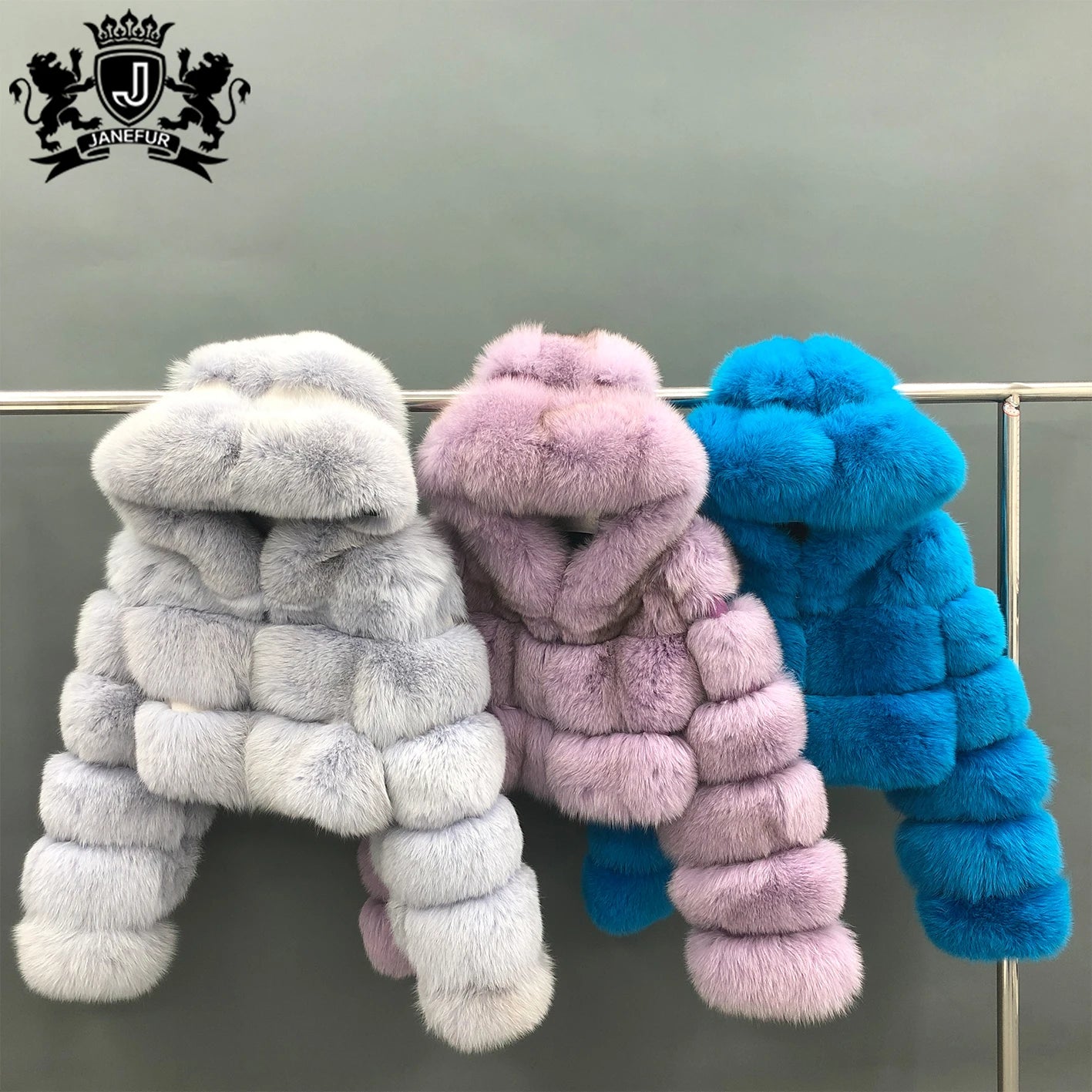 Janefur Wholesale Luxury Fancy Winter Natural Fox Furry Premium Hooded Fur Coat for Women