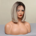Cheap Synthetic Women Hair Wig Short Bob Dark Root Blonde Lace Front Wigs for White Women
