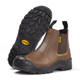 ANTENG Work Safety Shoes Men Anti-Smash Anti-Puncture Steel Toe Work Boots Slip on