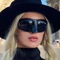 Fashion Oversize Sunglasses Women Y2K Vintage Black Silver Nose Masked Sun Glasses Men Hip Hop Punk Eyewear Shield Shades UV400
