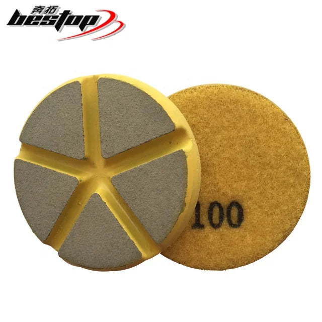 OEM Customized 3 Inch Ceramic Bond Transition Diamond Concrete Polishing Pads 30#-400# Grit Dry/Wet Hook and Loop Backing Bestop