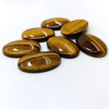 Natural Tiger Eye Oval Cabochon Smooth Polished Chatoyant Tiger's Eye Flat Back Stones for Ring Pendant Jewelry Inlay Making