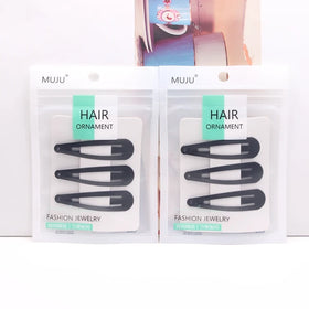 Wholesale Korean Water Drop Barrette Hair Clip for Women Black Metal Hairpin