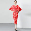 Ready Ship 48H Summer Knee-Length Bohemian V Neck Pleated Chiffon Natural Woven Trendy Sexy Elegant Party Casual Date Dresses