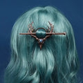 Gothic Vintage Hair Prong Raven Skeleton Moonstone Antler Hairpin Viking Hair Clips