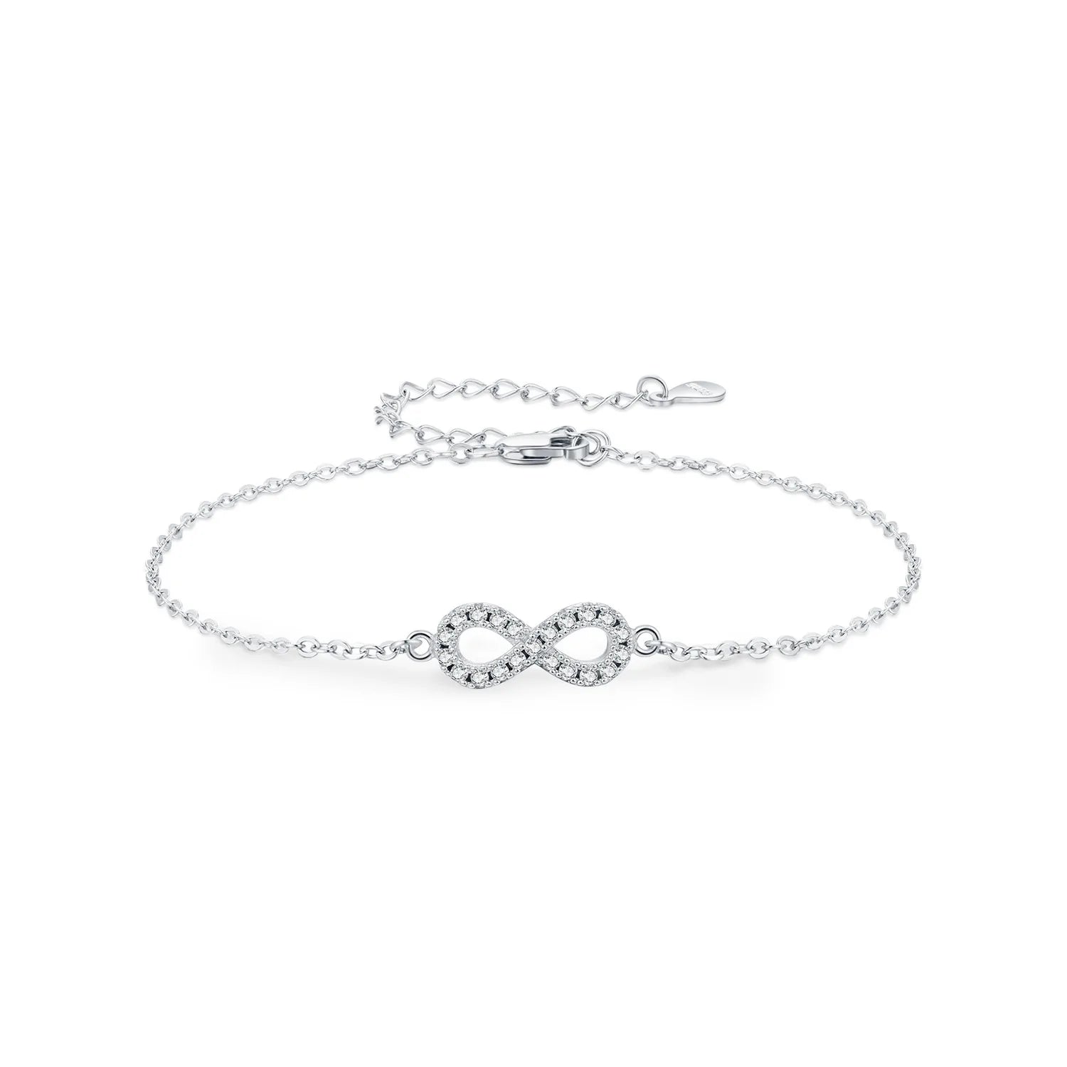 High Quality 925 Sterling Silver Infinite Love Mobius D Color Moissanite Charm Link Chain Bracelet for Fine Jewelry Gifts