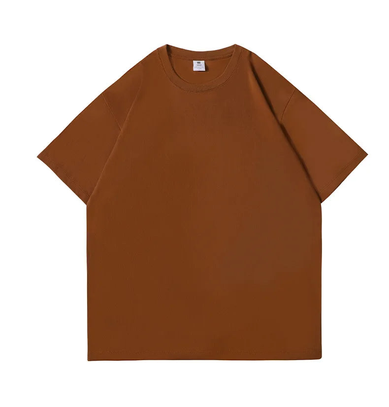 Custom 230g Knitted T-Shirt Printing Blank Solid Over-sized T-Shirt with Logo