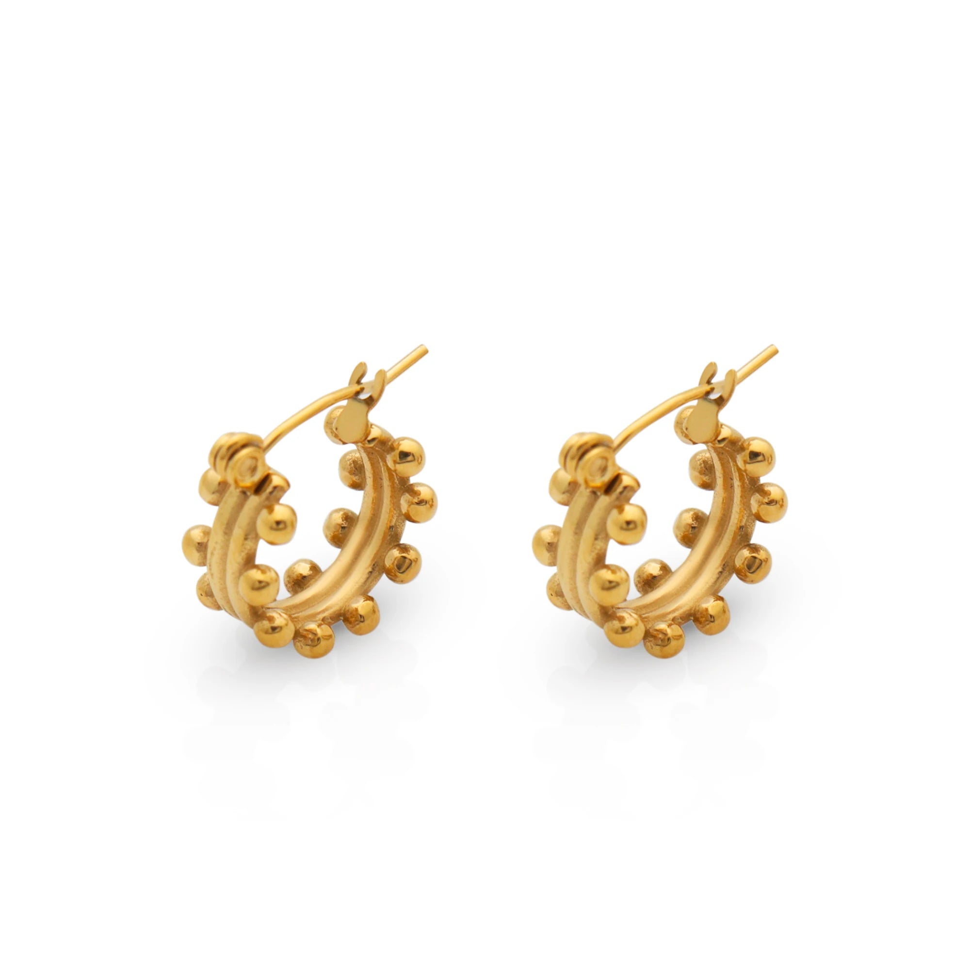 Chris April fashion jewellery 316L stainless steel pvd gold plated non-tarnish ethnic style hoop earrings