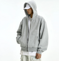 Top Quality Heavy Weight Cropped Hoodie Double Layers Cotton Boxy Sweatshirts Full Zip Men's French Terry Hoodie