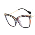 2025 Ladies Fashion Anti Blue Light Cat Eye Eyeglasses Transparent PC Metal Frame Anti Radiation Glasses