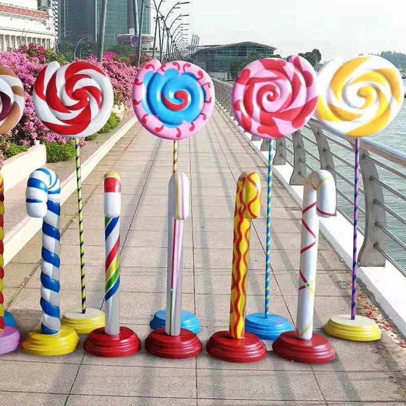 Large Dummy Candy Cane Lollipop Props for Candyland Outdoor Candy Shop Decoration