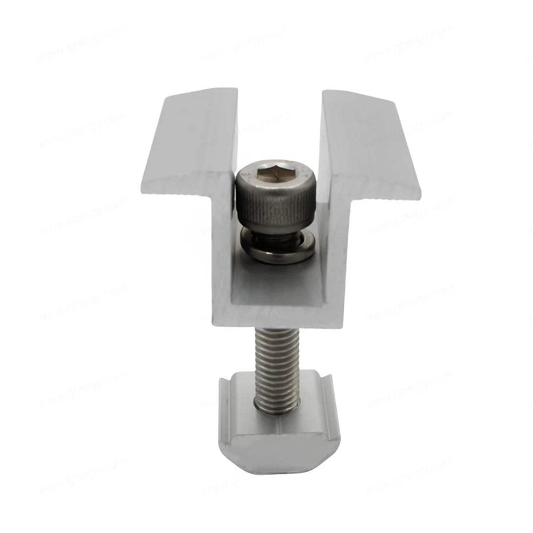 Custom Length Stainless Steel Aluminum Anodized U-Type Inter Clamp for Solar Panel PV Fixing Bracket Corrosion Resistant 12-Year