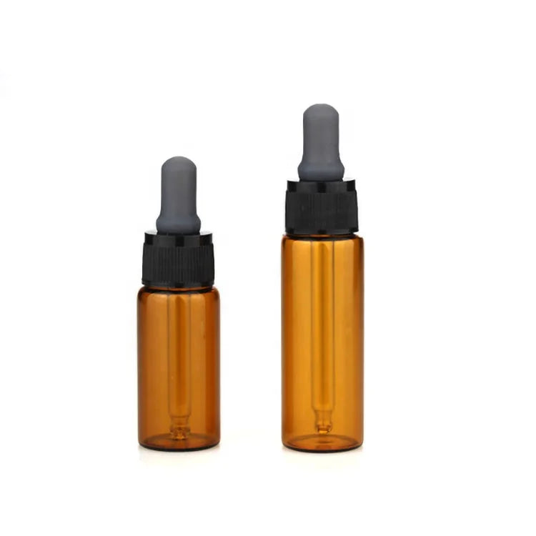 2025 High End Cosmetic Packaging Glass Dropper Bottle Empty Mini 15ml 20ml Amber Glass Essential Oil Bottle