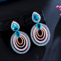 Lady Triple Color Cubic Zircon Multi Circle Round Shape Big Dangle Drop Earrings for Women Retro Earrings Party Costume Jewelry