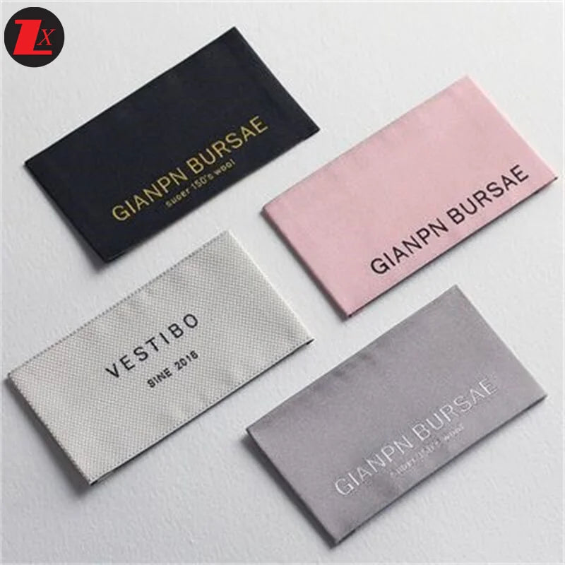 Custom Printed Clothing Tags Labels with Laser Cut Edge Woven Techniques Personalized Logo-for Neck Tag Use