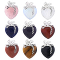 Heart Pendant Vintage Silver Inlay Natural Stone Zinc Alloy Bezel Pendants Natural Stone Charms for Handmade