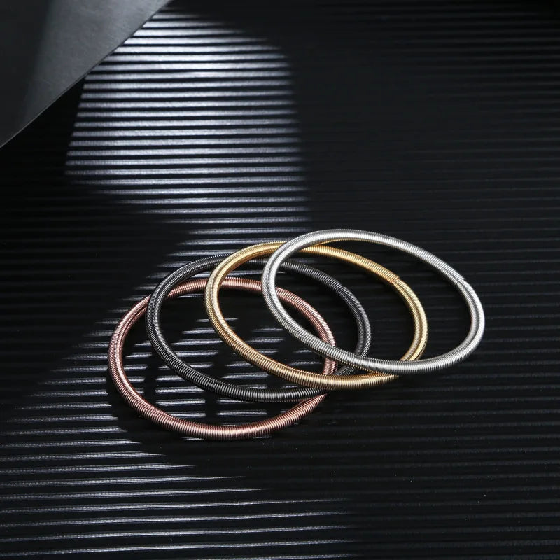 4.2mm Diy Can Be Tightened Screw Head Removable Stretchable Elastic Spring Stainless Steel Chain Link Cable Wire Bracelet Women