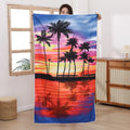 Custom Microfiber Rectangular Adult Shawl Turkish Hoodie Beach Towel Tropical Digital Print for Sun Protection Custom Logo