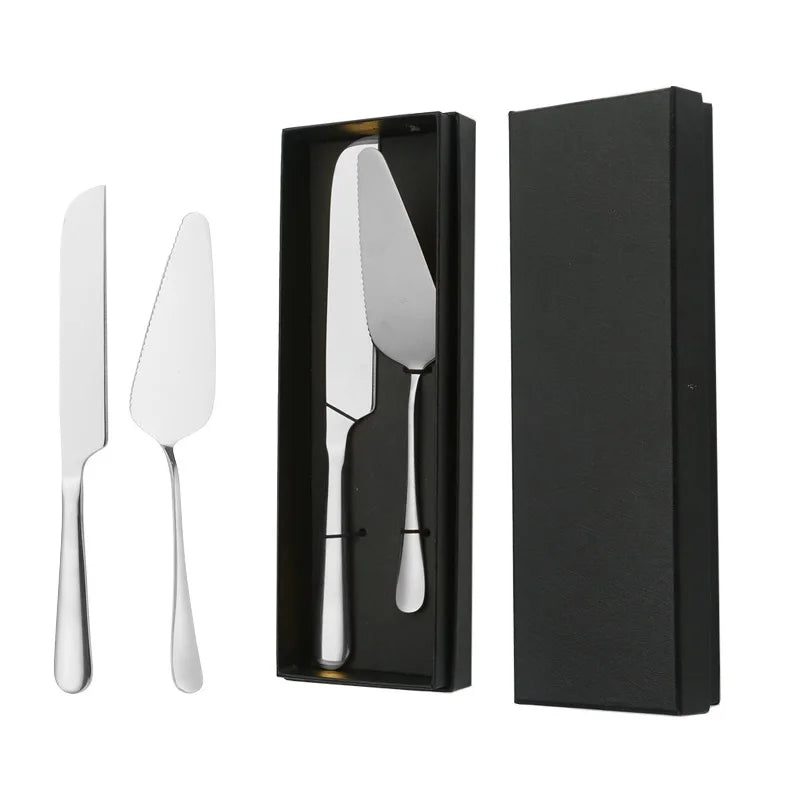 Shiny Cake Serving Cutting Shovel Set Stainless Steel Cake Knife and Server Set for Events
