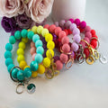 Factory Wholesale Hot Sale Monochrome Bracelet Gift Solid Color Silicone Beads Wristlet Keychain for Women