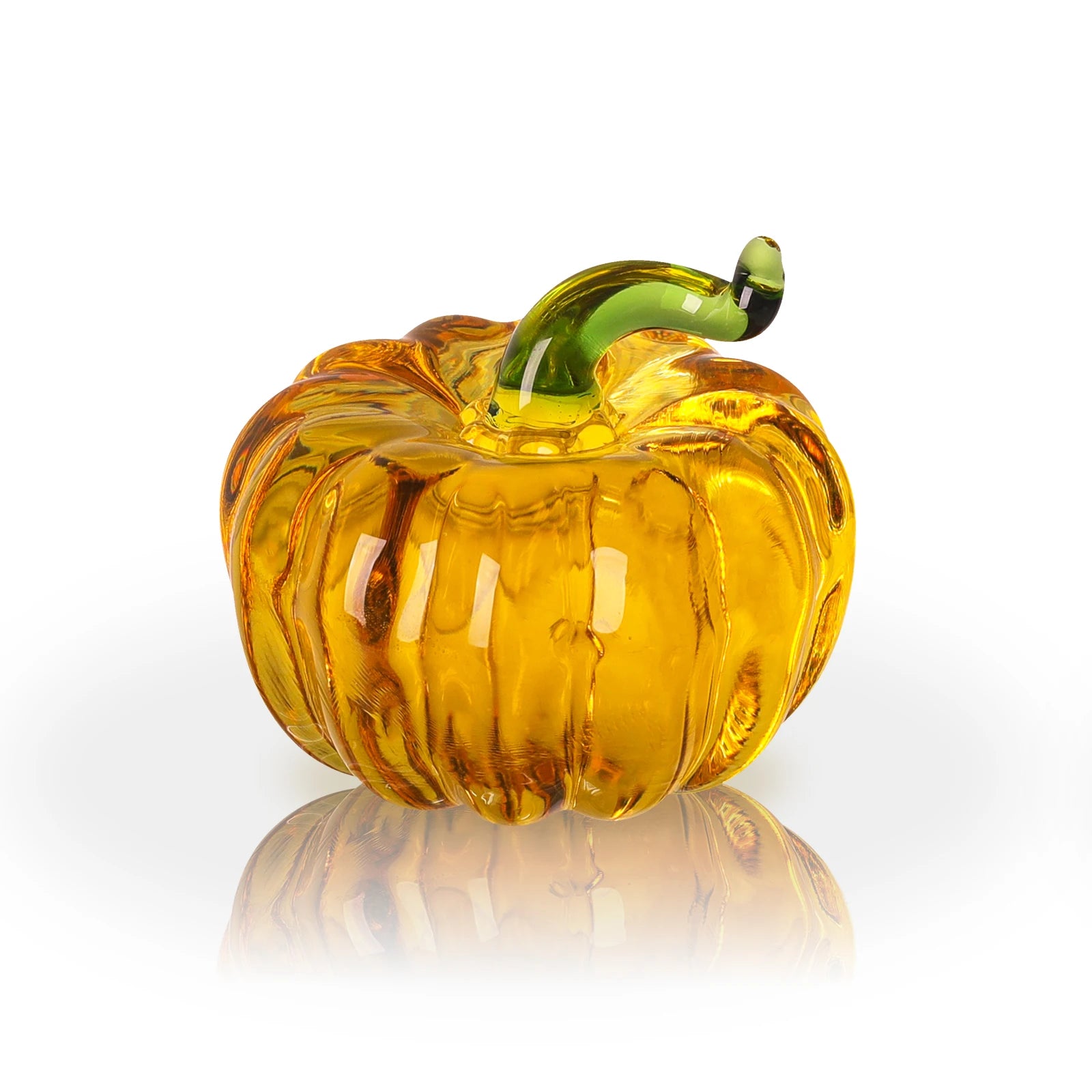 Hand Yellow Glass Pumpkin Figurine Glass Pumpkins for Decorating Ornament Crystal Pumpkin Figurine Collectible