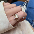 Creative Women Girls Rotatable Rings Opal Round Anxiety Relief Ring Anti Stress Adjustable Spinner Fidget Rings Charm Jewelry