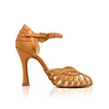 New Arrival Evkoodance 747 Brown 9.0CM Heel Soft Suede Sole Cotton Lining Professional Women Rhinestone Ballroom Dance Shoes