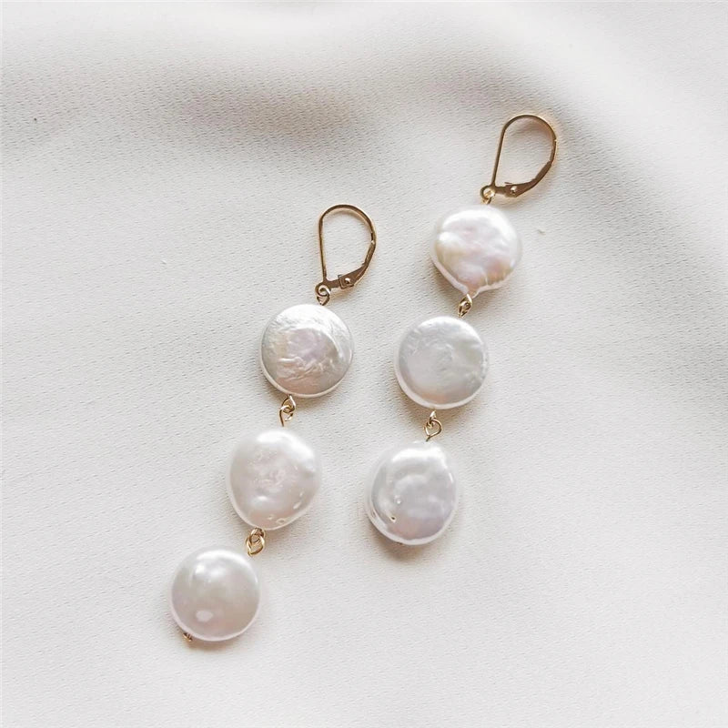 GE050 2022 14K Gold Filled Jewelry Natural Pearl Drop Earrings for Women