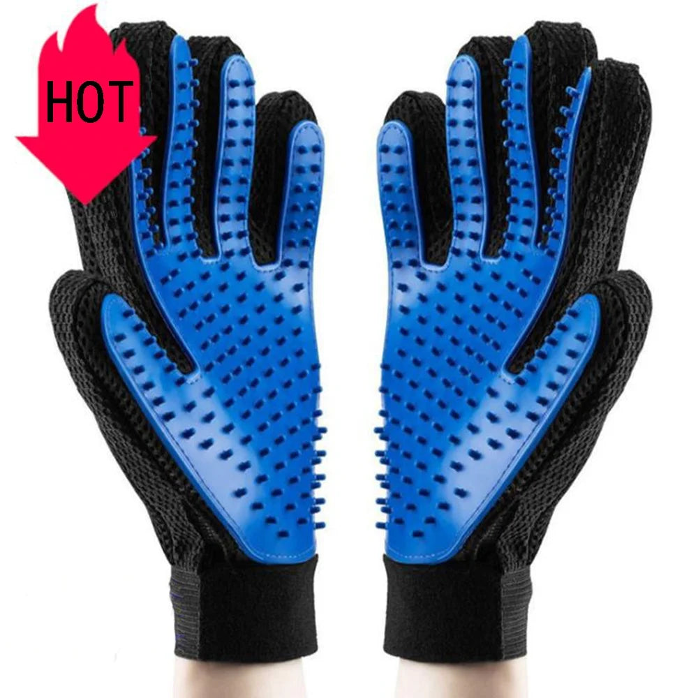 Efficient Five Finger Design Glove Gentle Deshedding Pet Grooming Brush for Long & Short Fur Cats & Dogs Made of Plastic