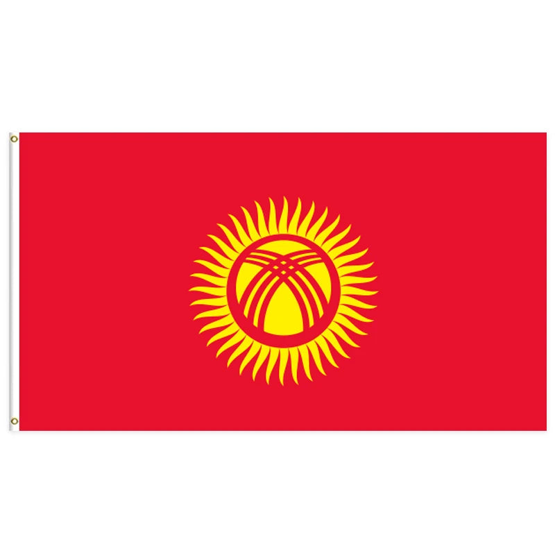 3x5FT Polyester Kyrgyzstan Country Flag National Flag with Two Grommets for Education Digital Printing Technique Used