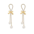 Pendiente 2022 Fashion Bowknot Pearl Earring Gentle and Elegant Long Tassel Jewelry Drop Earrings for Girl and Women