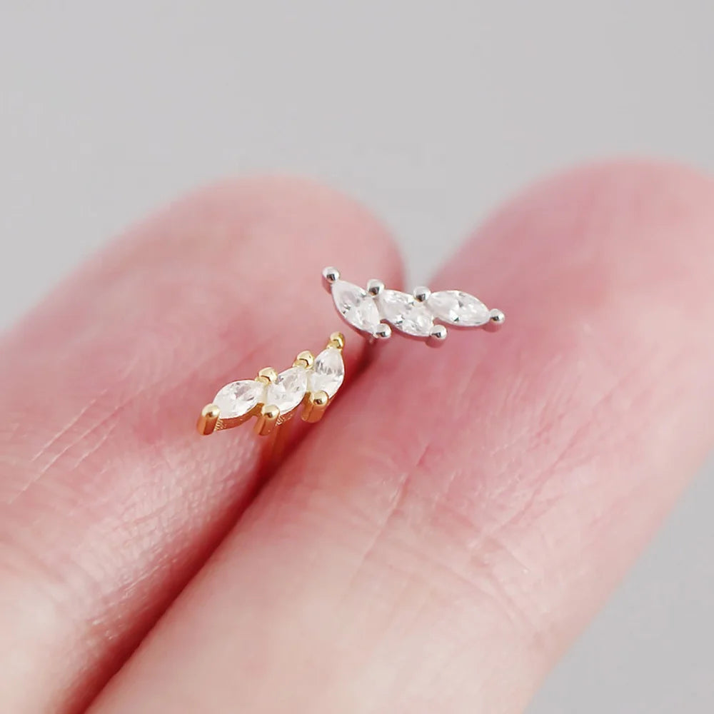 Cheap 3 Pieces Zirconia Stone 925 Sterling Silver Stub Earrings