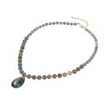 Fashion Beaded Necklaces Natural 8mm Labradorite Amethyst Stone Beads Necklace for Women