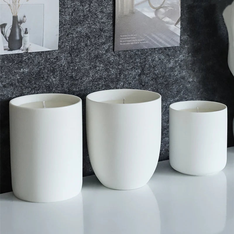 Wholesale Custom Logo 10oz Empty Scented Nordic Matte White Ceramic Candle Jars for Candle Making