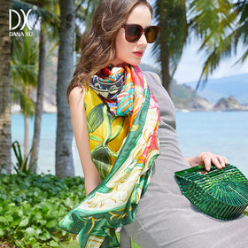 100% Mulberry Extra Large Silk Pashmina Scarf Shawls and Wraps for Women Evening Dress Summer Travel Floral Blanket