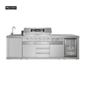 Modular Outdoor Heavy-Duty Kitchen with 58L Compressor Fridge BBQ Grill & Appliance Cabinet