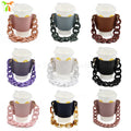 RTS Portable PU Leather Cup Sleeve Reusable Coffee Cup Holder with Removable Handle Chain Travel Drinks Tea Carrier