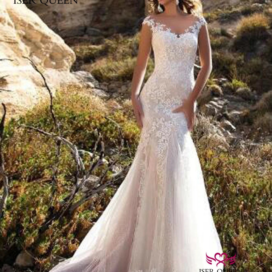 S137Q 2022 White Sequin Mid Waist Bag Hip Fishtail Thickened Lace Wedding Dress