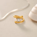 LINE DESIGNER RING Dazan Winter New HOT Ins 18k PVD Gold Plated Stainless Steel High Quality Square Zircon Luxury Jewelry