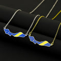 Factory Stainless Steel Enameled Curacao Island Map Chain Necklace 18K Gold Plated Enamel Curacao Flag Map Pendant Necklace