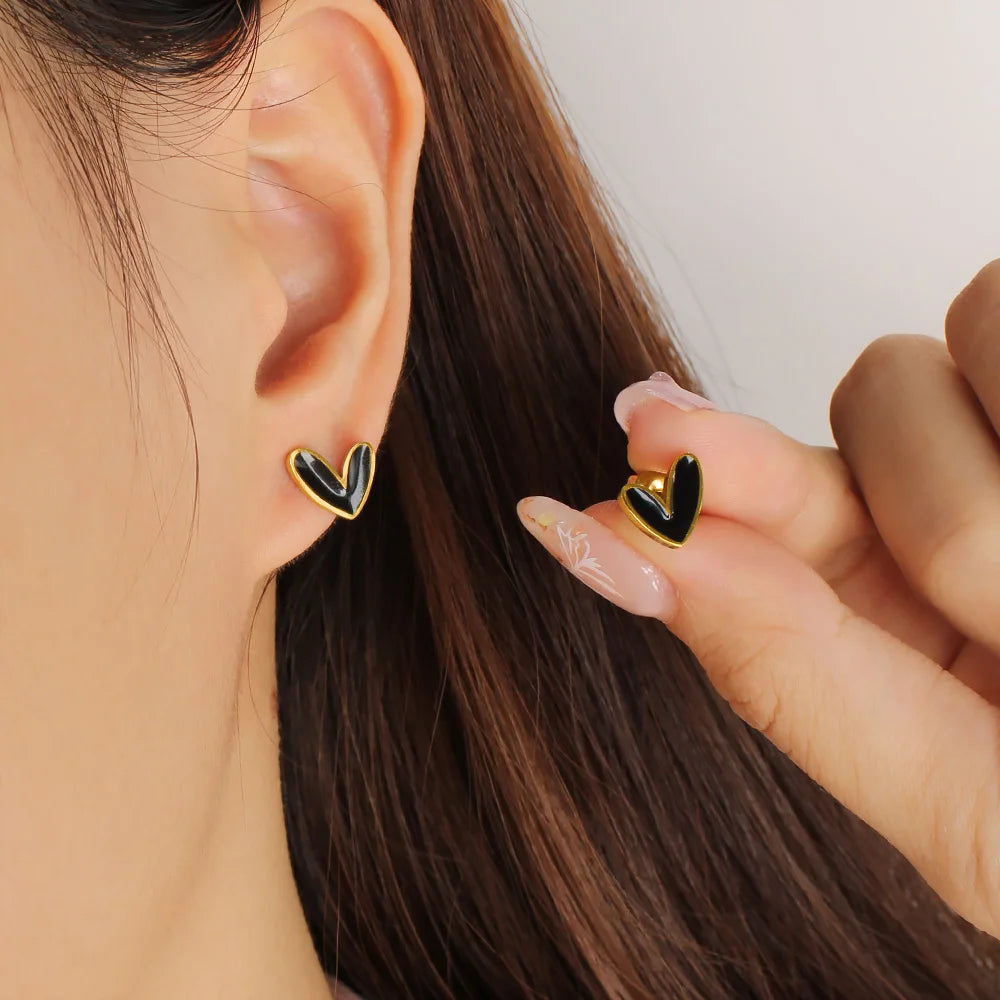Trendy Heart Stud Earrings for Women Korean Elegant Light Love Dangle Earring Fashion Simple Drop Jewelry Girls Gift