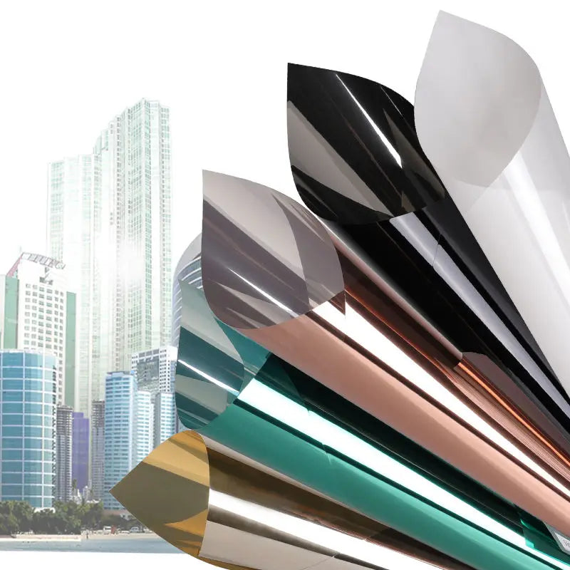Self-Adhesive One-Way Mirror Window Tint 60 CM Home Privacy Glass Film Sticker Silver Grey Blue Decorative Building Window Film