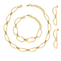 French Retro Oval Buckle Splicing 18K Gold Plate Stainless Steel Link Cable Chain Choker Necklace Bracelet Jewelry Set for Women