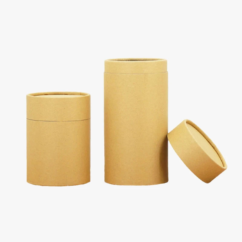 Wholesale Kraft Cardboard Box Paperboard Tube Packaging With Aluminum Custom Round Paper Tea Mache Coffee Beans Candle Box Tube