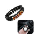 Unisex Tiger Eyes Bead Chakra Bracelet Natural Cross Pattern Trendy Health Protection Jewelry for Fatigue Reduction Gift