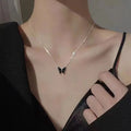 Fashion Silver Plated Blue Butterfly Glossy Delicate Chic Trendy Women Jewelry Pendant Necklace for Women Girls