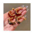 Fashion Design Irregular C Shaped Acrylic Earrings Gold Plated Silver Needle Chunky Double C Shape Hoop Earrings for Women